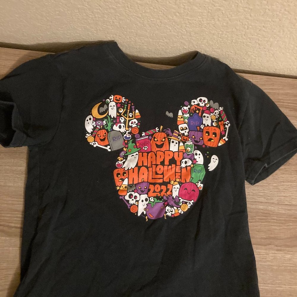 Disney Mickey Mouse Happy Halloween 2022 Shirt Black Short Sleeve Medium GUC